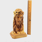 Jesus Christ Bust Sculpture in Holy Land Olive Wood, 9.8"