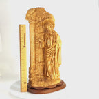 Jesus Christ "Knocking at the Door" Sculpture, 22.3" Olive Wood Carving from Holy Land