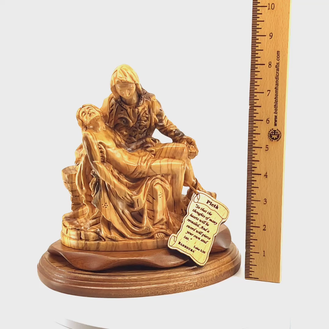 Pieta Carving, Olive Wood Carving Statue from Bethlehem, 8.1