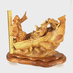 Jesus Christ "Calms The Storm" on Boat, 18.5" Tall, Very Large Masterpiece Wooden Carving