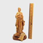 St. Joseph Holding Lily Flower, 11.2" Olive Wood Carved Statue