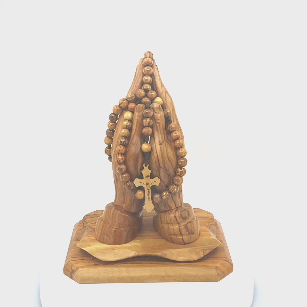 Catholic Rosary with Large Wooden Beads, Hand Made in Bethlehem from Holy Land Olive Wood