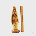 Our Lady of Lourdes, Virgin Mary Olive Wood Carving, 12.8" Statue from Bethlehem