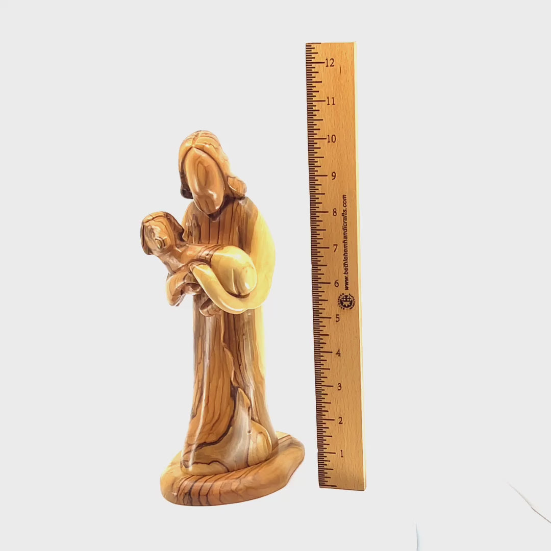 The Good Shepherd, Jesus Christ, 10.2" Abstract Carving from Olive Wood