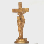 Jesus on Cross, Abstract 13" Carving, Made in Bethlehem from Holy Land Olive Wood