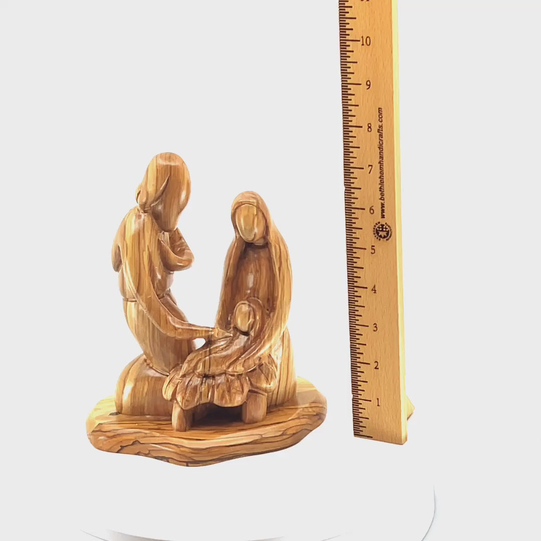 Holy Family Nativity Wooden Carved Figurine, 7.7"  (Abstract)