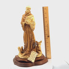 St. Francis Assisi with Animals Statue 13.4" Hand Carved Olive Wood from Holy Land