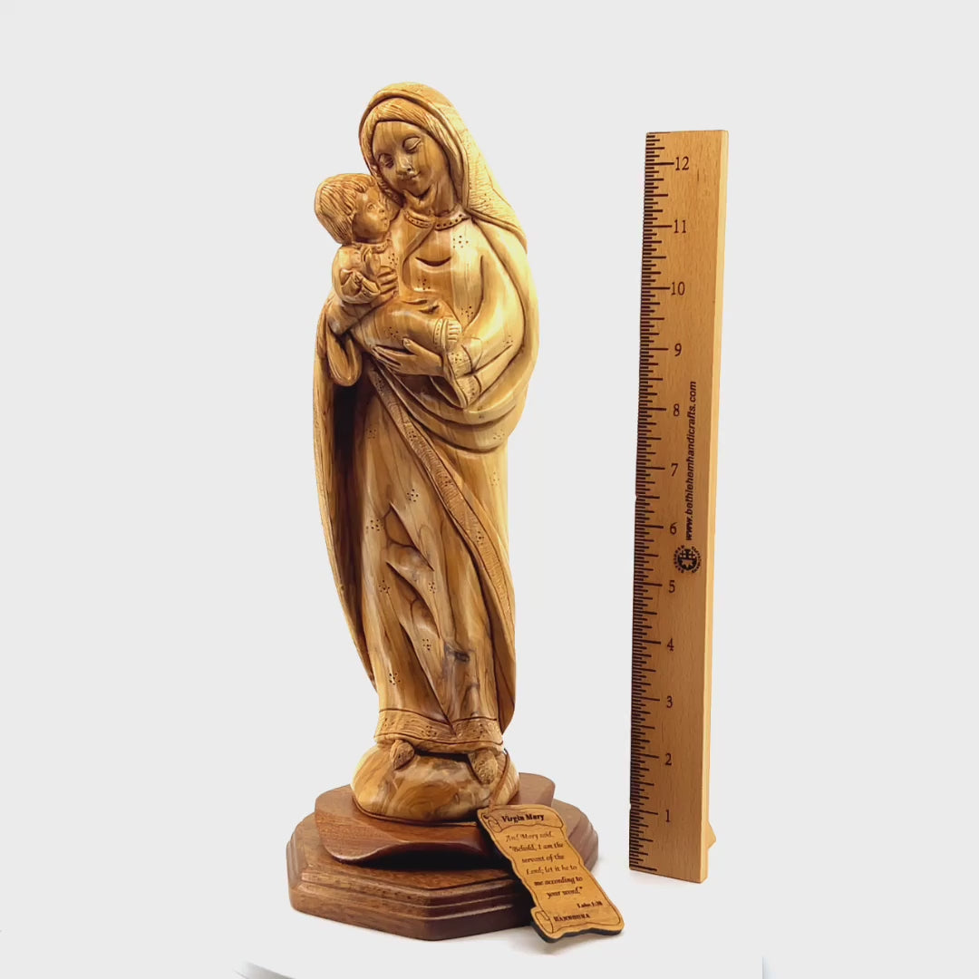 Our Lady of Peace, Virgin Mary  Statue, 13.6" Olive Wood Carving Statue from Bethlehem