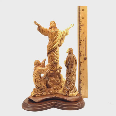 Jesus Christ "Ascension into Heaven" Carving, 11" Holy Land Olive Wood Statue