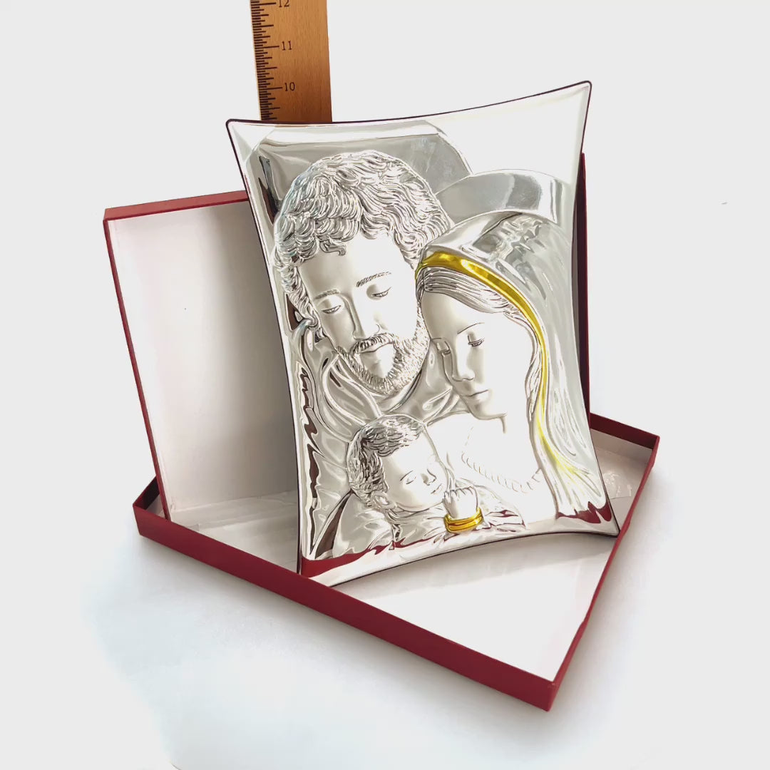 Holy Family Silver Icon Virgin Mary, Saint Joesph, Baby Jesus Christ