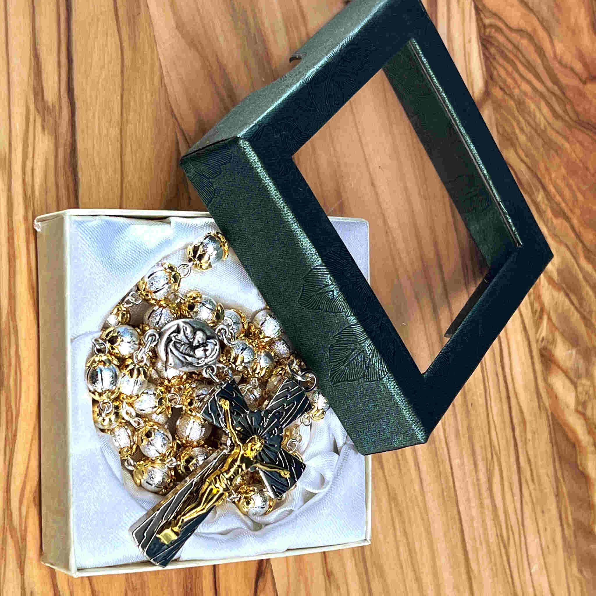 Rosary Necklace with Silver Beads