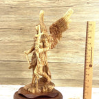 Angel olive wood statue hand carved in Bethlehem, 15 inch natural light photo of the piece