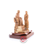 Jesus Christ statue hand carved from Bethlehem olive wood, 8.9 inch three quarter view of the religious piece