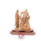 Jesus Christ statue hand carved from Bethlehem olive wood, 8.9 inch natural light photo of the piece