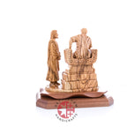 Jesus Christ statue hand carved from Bethlehem olive wood, 8.9 inch close up showing the wood grain