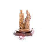 Jesus Christ statue hand carved from Bethlehem olive wood, 8.9 inch detail photo of the hand carved figures