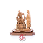 Jesus Christ statue hand carved from Bethlehem olive wood, 8.9 inch side profile of the carved figure