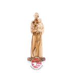 St. Anthony Holding Baby Jesus Christ Figurine, 9.1" Hand Carved Olive Wood