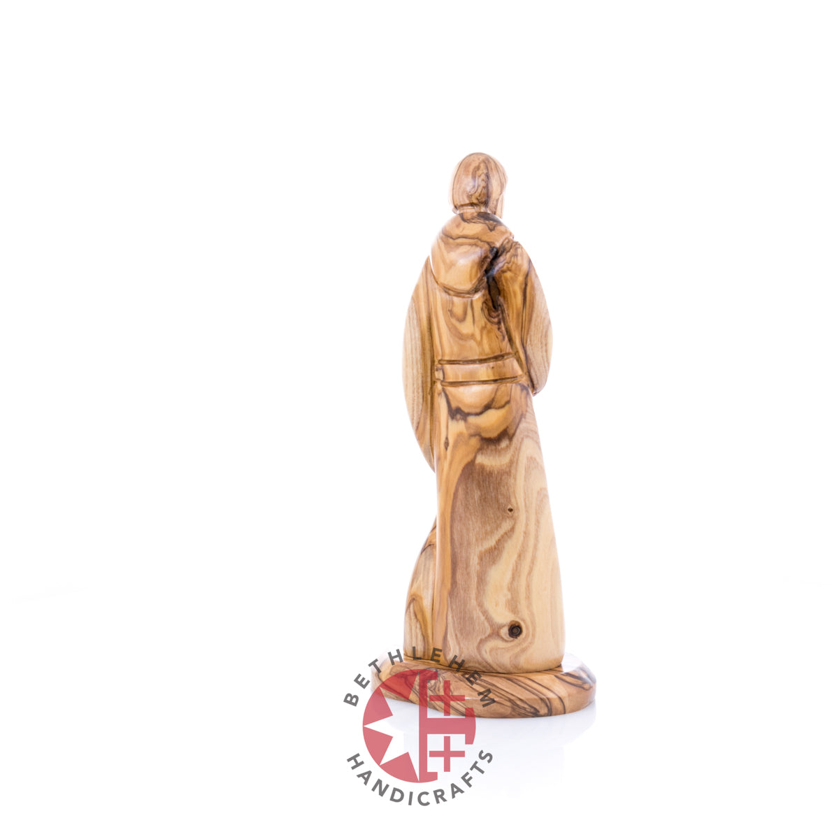 St. Francis Assisi Olive Wood Hand Carved Statue, 8.9"  (Abstract)