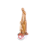 St. Francis Assisi Olive Wood Hand Carved Statue, 8.9"  (Abstract)