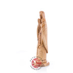 Our Lady of Lourdes olive wood statue from Bethlehem hand carved, 8.7 inch close detail of the hand carved work