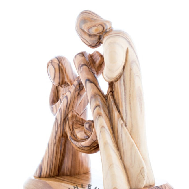 Abstract Carved Wooden Statue of the Holy Family - Statuettes - Bethlehem Handicrafts