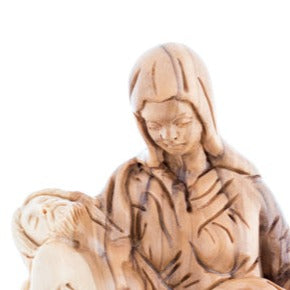 Hand Carved Olive Wood Pieta Sculpture - Statuettes - Bethlehem Handicrafts