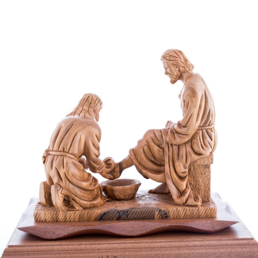 Carved Wooden Jesus Washing the Feet's Statue - Statuettes - Bethlehem Handicrafts