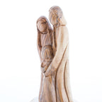 Holy Family olive wood statue hand carved in Bethlehem, 7.4 inch back view of the olive wood sculpture