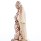 Holy Family olive wood statue hand carved in Bethlehem, 8.1 inch back view of the olive wood sculpture