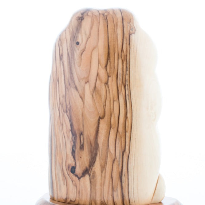Olive wood nativity scene hand carved in Bethlehem, 7.5 inch back view of the olive wood sculpture