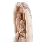 Olive wood nativity scene hand carved in Bethlehem, 7.5 inch close detail of the hand carved work