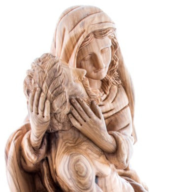 Holy Land's Wooden Pieta Figurine - Statuettes - Bethlehem Handicrafts