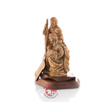 Olive wood nativity scene hand carved in Bethlehem, 9 inch close detail of the hand carved work