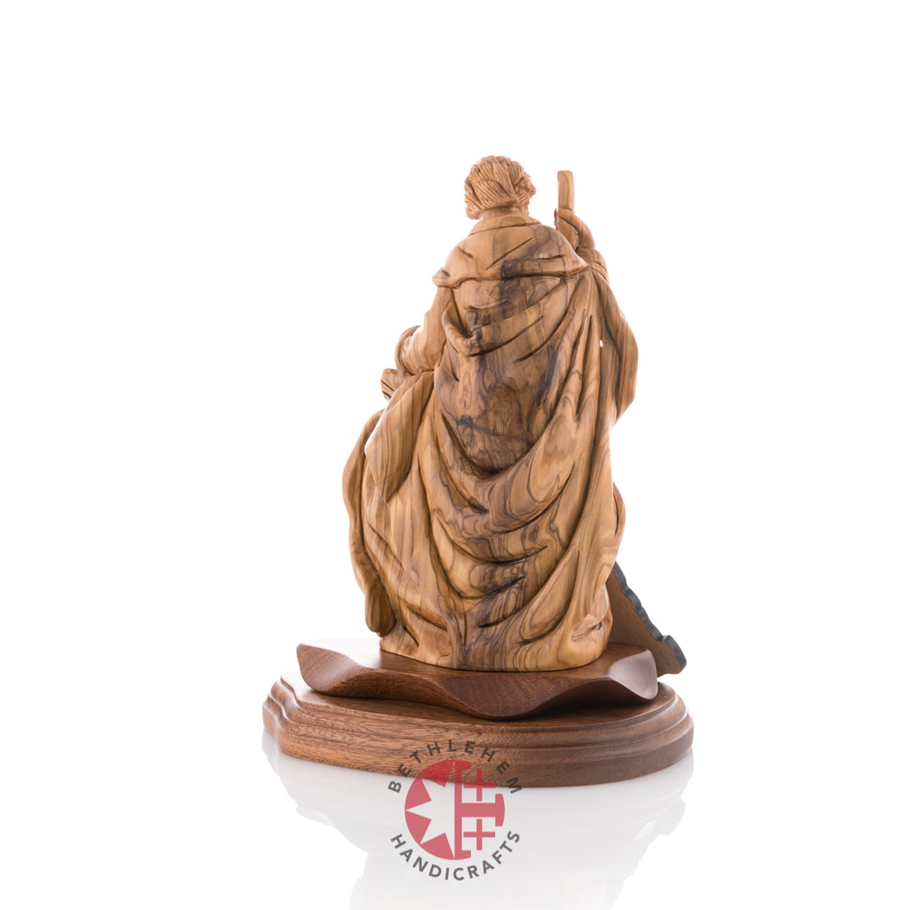 Olive wood nativity scene hand carved in Bethlehem, 9 inch full height view of the masterpiece