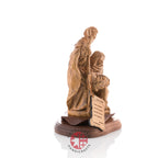 Olive wood nativity scene hand carved in Bethlehem, 9 inch angle showing the olive wood color tones