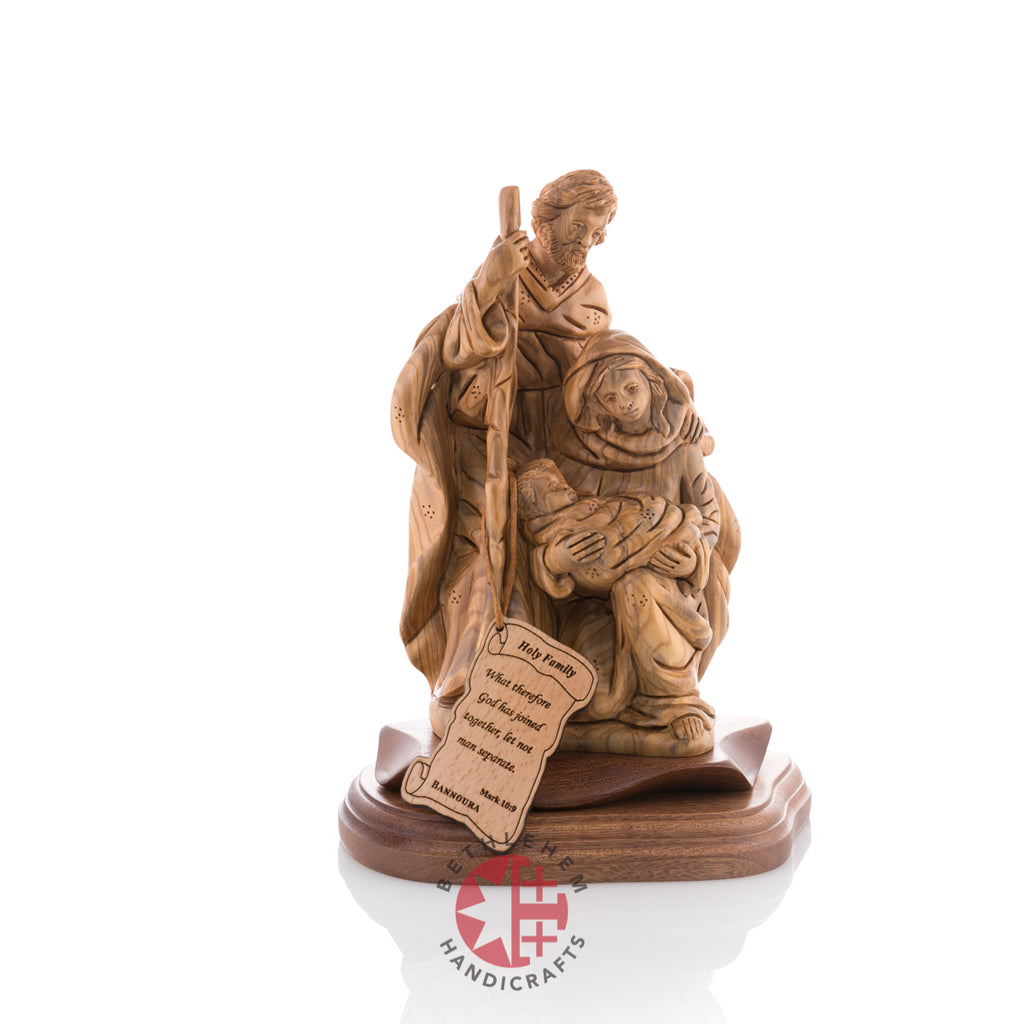 Olive wood nativity scene hand carved in Bethlehem, 9 inch display photo of the Holy Land religious gift