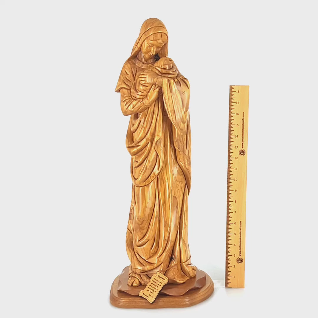 Our Blessed Mary with Child Jesus Christ, 24" Masterpiece Wooden Sculpture