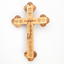 Budded Cross Crucifix with 14 Stations Engraved on Back From Jerusalem Holy Land Olive Wood 