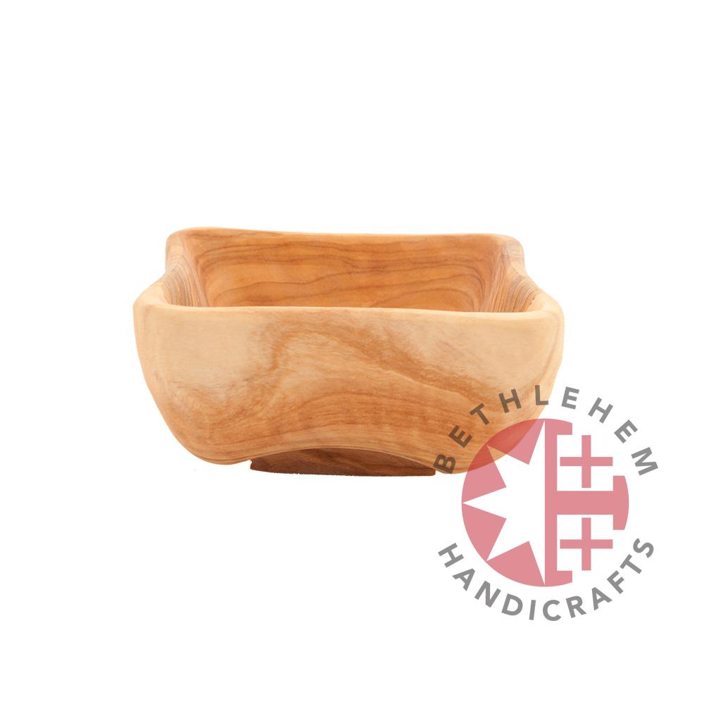 Hand carved teak square olive wood bowl from Bethlehem
