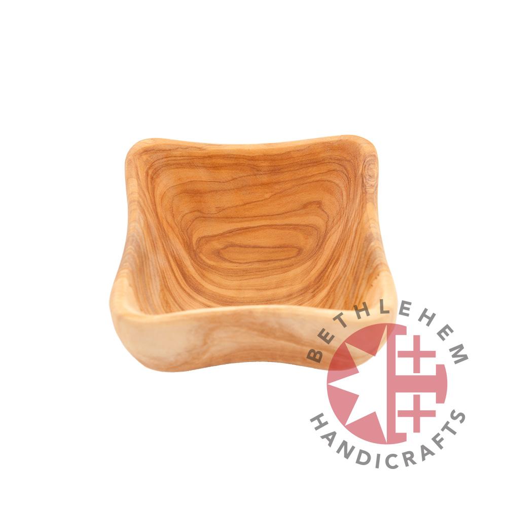 Hand carved teak square olive wood bowl from Bethlehem