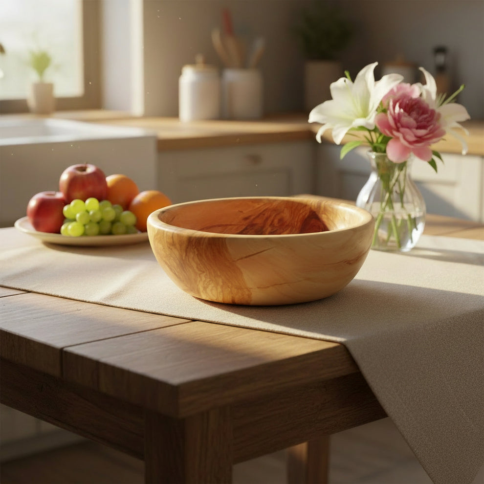 Round Olive Wood Bowl (Large) Bethlehem Handicrafts