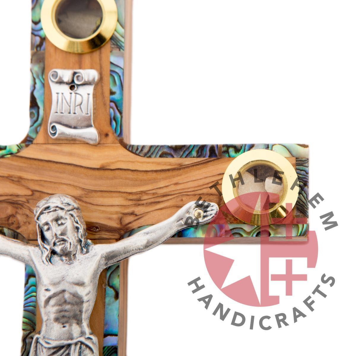 Wood Carved And Mother of Pearl Crucifix - Wall Hangings - Bethlehem Handicrafts