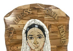 Virgin Mary Stone Mosaic on Olive Wood Plaque - Statuettes - Bethlehem Handicrafts