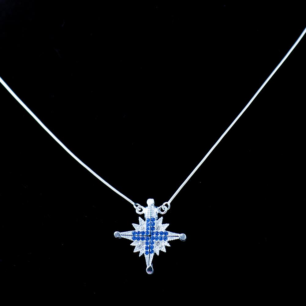 Two-Way Magnetic Star of Bethlehem Necklace (Blue Gemstones) - Jewelry - Bethlehem Handicrafts