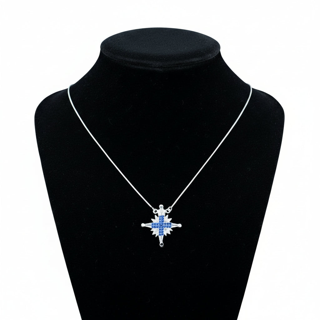 Two-Way Magnetic Star of Bethlehem Necklace (Blue Gemstones) - Jewelry - Bethlehem Handicrafts