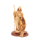 Good Shepherd statue hand carved from Bethlehem olive wood, 9.8 inch side angle of the olive wood sculpture