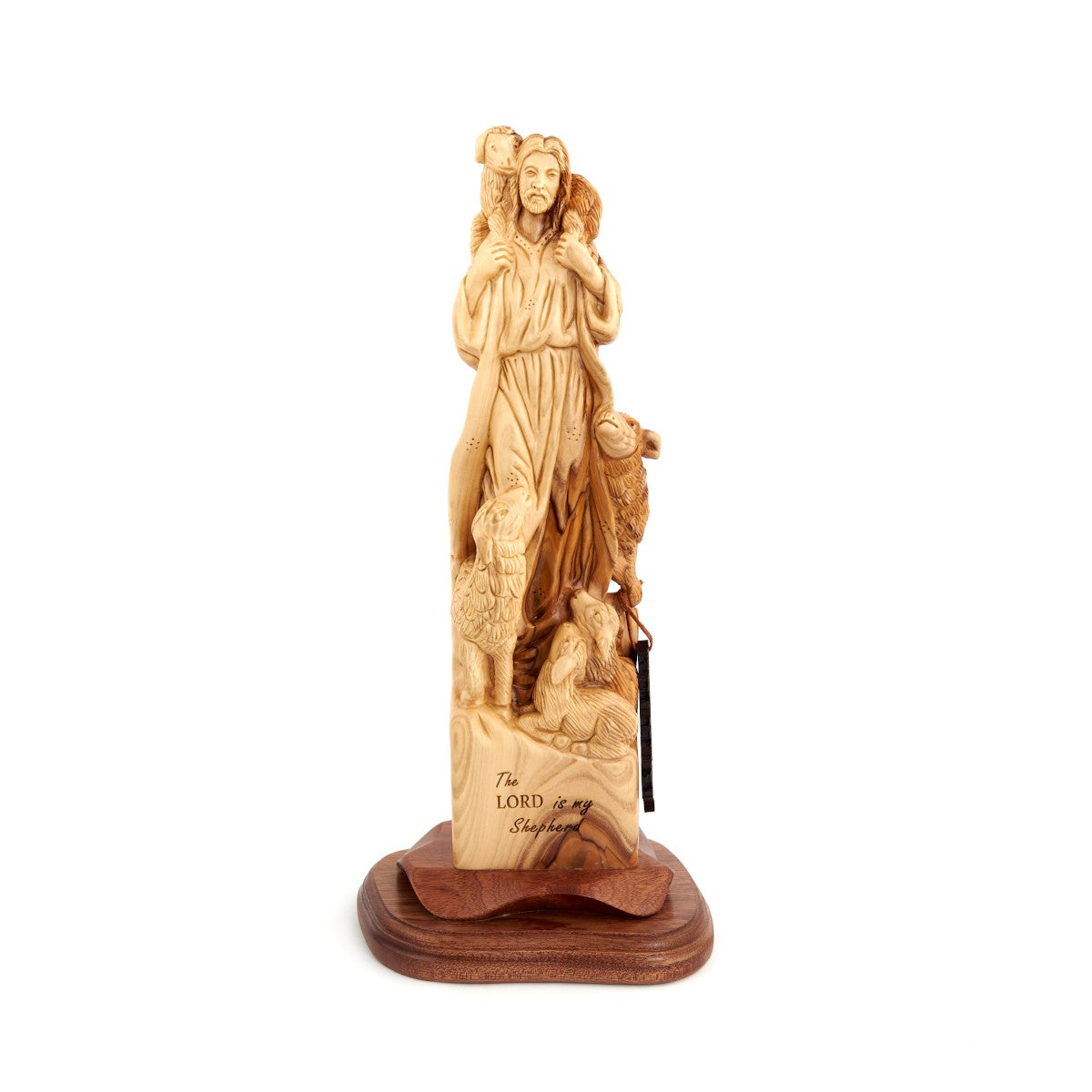 "Lord is My Shepherd" Jesus Christ Olive Wood Carving 13.6"