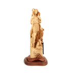 Jesus Christ statue hand carved from Bethlehem olive wood, 13.6 inch side angle of the olive wood sculpture