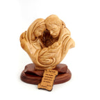 Olive wood nativity scene hand carved in Bethlehem, 7.9 inch front view of the olive wood masterpiece